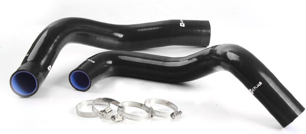G-PLUS Silicone Radiator Coolant Hose Pipe Kit w/Clamps Compatible with FORD MUSTANG GT/GTS/SVT V8 1994-1995 (Black 2PCS)