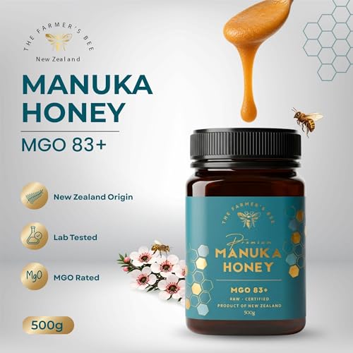 Image of THE FARMER'S BEE New Zealand Manuka Honey MGO 83+ (5+) | Monofloral Raw Honey | MGO Tested | Premium Imported Honey | Daily Functional Support | Natural Energy & Gut Support | 500g