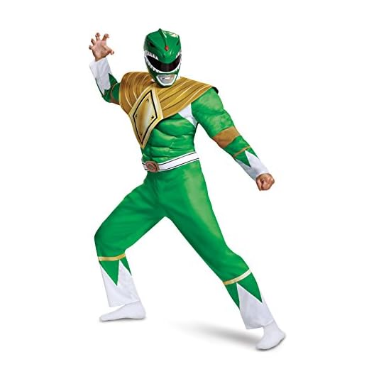 Disguise mens Green Ranger Classic Muscle Adult Sized Costumes, Green, X-Large US