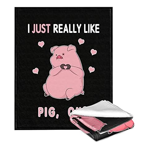Pigs Throw Blanket, I Just Really Like Pigs,ok Soft Warm and Cozy Flannel Fuzzy Blanket for Adults and Kids 50x60in Cover