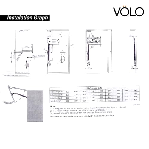 Image of Volo Hydraulic Bi-Fold Pneumatic Two Door Cabinet Hinge Support Lift Up, Verticle Two Door Pneumatic Mechanism Hinges.