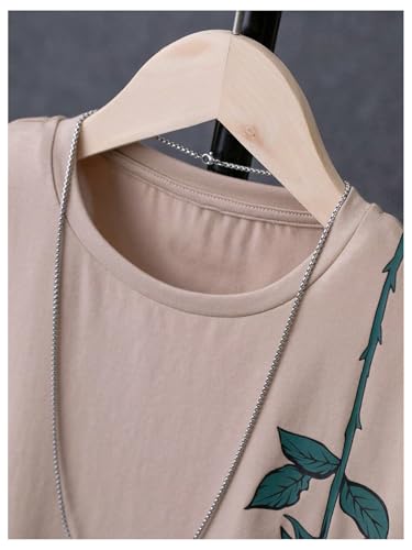 COZYEASE Boys' Graphic Tees Short Sleeve Crew Neck Casual Cool Shirts Summer T Shirts Apricot Rose 11-12Y3