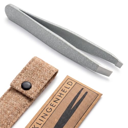 KLINGENHELD® Haargenaue Pinzette - greift jedes Haar beim 1. Versuch ohne durchrutschen - Pinzette Augenbrauen Zupfen handgeschliffen… – Ansicht 1