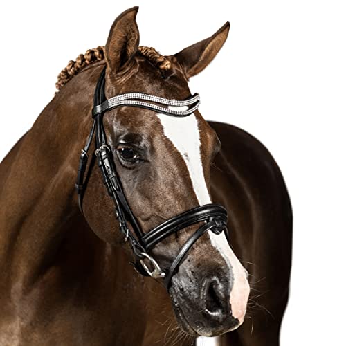 image for Flexible Fit Equestrian Black Leather Snaffle Horse Bridle with Split 