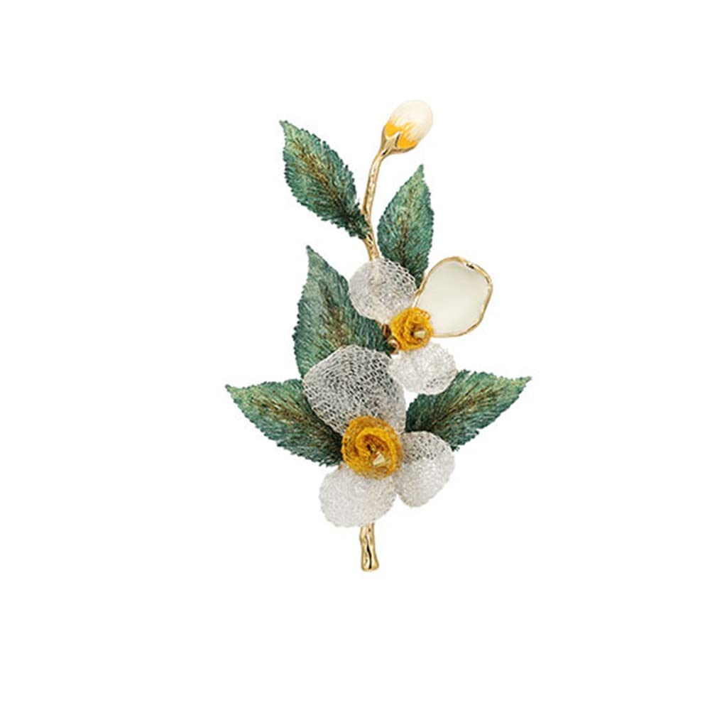 Rose handgefaltete Blume Stickerei Blatt Romantische Brosche Kleid Mantel Corsage Weibliche Geschenk