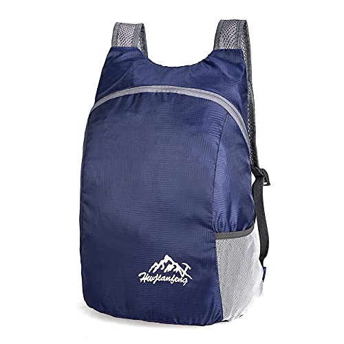 LYEAA Leichter faltbarer Rucksack, Outdoor-Reisen, wasserdicht, Tagesrucksack, Sport, Reisen, Camping, Wandern, für Männer, Frauen, Kinder, Outdoor, Camping, Reisen, Radfahren, dunkelblau Cover