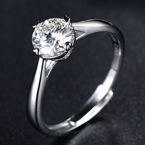 Bague Solitaire Argent Véritable Cœur pour Femme à 4 Griffes