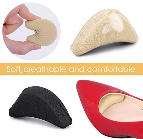 Image of Aston Andia 4 Pair /8 PCS Soft Shoe Fillers for Women Adjustable Tightener Pads Reusable Insoles for Loose Shoes(Black and Beige)