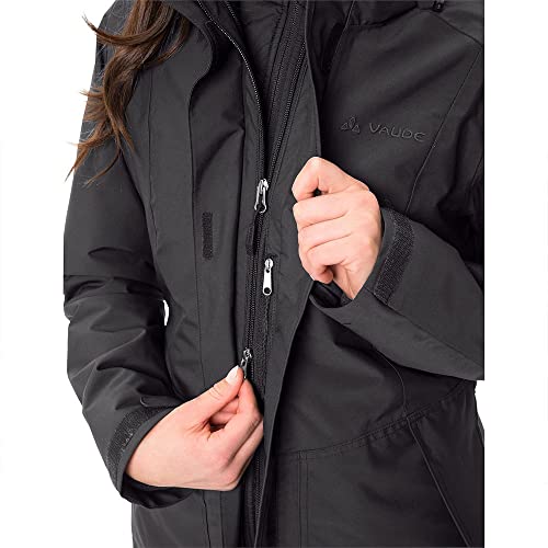 VAUDE Idris III 3-in-1 Parka Damen – Damen-Winterjacke wasserdicht, winddicht & atmungsaktiv mit Eco-Finish, Damen-Doppeljacke mit wärmender Hybrid-Innenjacke – in Schwarz, Größe: 40