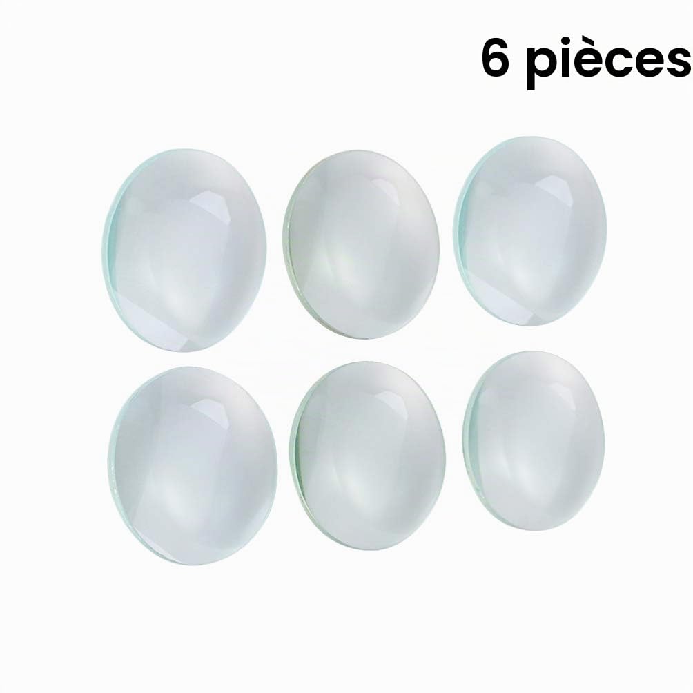 Lot de 6 lentilles optiques en verre de qualité supérieure,3 cm,5 cm,5 cm de diamètre,50 mm,100 mm,300 mm de distance focale,Double convexe,Lentilles en verre optique professionnelles