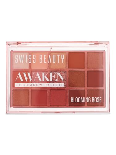 Swiss Beauty Awaken Eyeshadow Palette | Matte + Shimmer Finish | Long-Lasting | Blendable | Shade- 1. Blooming Rose, 11g