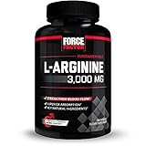 Force Factor L-Arginine Nitric Oxide Supplement with BioPerine to Help Build Muscle and Support Stronger Blood Flow, Circulation, Nutrient Delivery, and Pumps, L-Arginine 3000mg, 3g, 150 Capsules