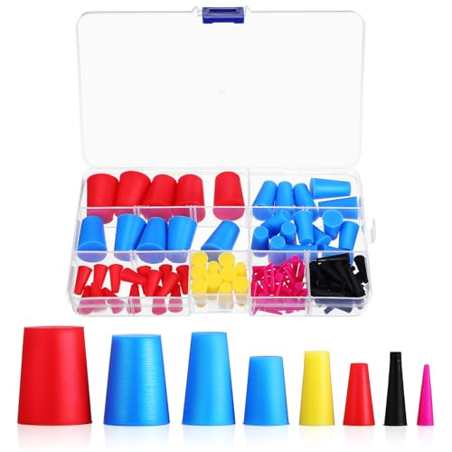 FUNOMOCYA Seal Holes 110pcs Silicone Stoppers Tapered Bottle Plugs Lab Flask Stoppers Sealing Plugs Heat Breakage Resistant