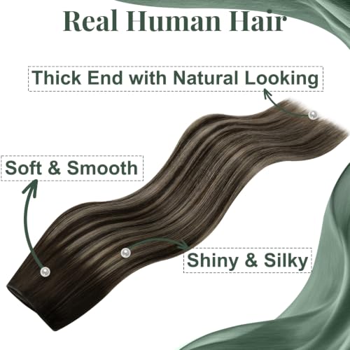 Image of Ugeat Butterfly Weft Human Hair Extensions Balayage, 20 Inch 100G #4 /18 /4