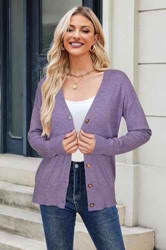 Image of Arach&Cloz Women's Wool Blend Oversized Lightweight Spring Business Casual Cardigan Sweaters