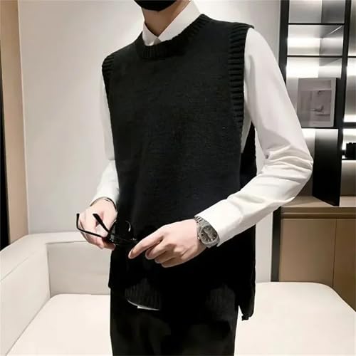 Men's Crewneck Sleeveless Knitted Vest - Warm Waistcoat Business Man Clothes4