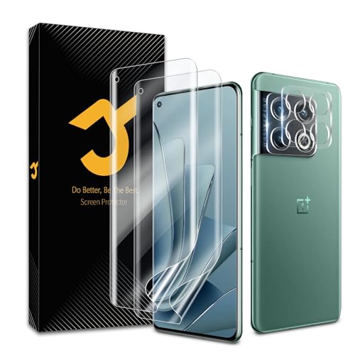 JZG 2 Pack for OnePlus 10 Pro Screen Protector [Soft Film] 2 Pack Camera Lens Protector Fingerprint Unlock Curved Edge Coverage Anti-Scratch Easy Installation