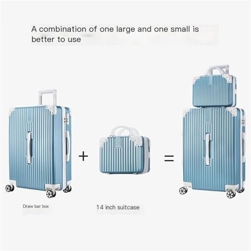 Suitcase Large Capacity Multi Color One Large And One Small Suitcase Travel Suitcase Trolley Case Password Box(White,28in)3