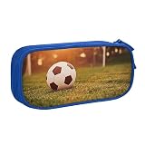 Balón de fútbol en un campo Bolsa organizadora impresa Bolsa de maquillaje Caja de joyería Caja de almacenamiento portátil Caja de joyería de viaje Azul