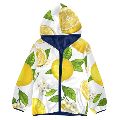 Fresh Lemon Fruit Set Girls Fleece Jacket Girls Fall Jacket Girls Zip Up Hoodie Girls Sherpa Jacket 2-10T