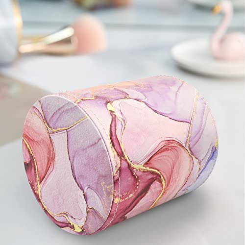 Image of Pen Holder for Women Girls, Pencil Cup Pink Desk Decor, Makeup Brush Holder Large Pu Leather Multi-Functional Organizer Cup for Office, Classroom, Home, Colorful Marble