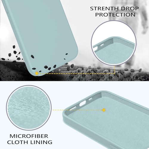 Image of DIZORO Compatible with iPhone 13 Case, Liquid Silicone Case, Full Body Protective Cover, Shockproof, Slim Phone Case, Anti-Scratch Soft Microfiber Lining, 6.1 inch - Mint Green