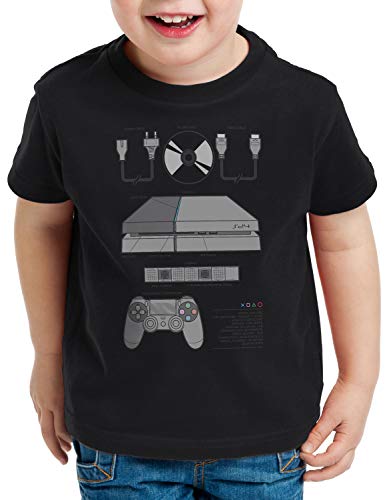 style3 PS Gamer T-Shirt per Bambini e Ragazzi Console PRO VR, Colore:Nero, Dimensione: