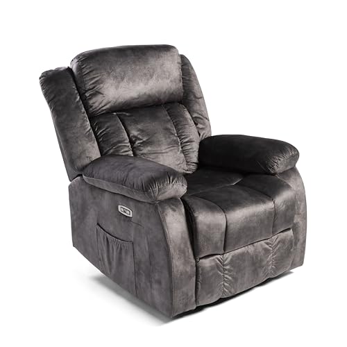DUPI Sillón Relax Eléctrico Reclinable INNOVA | Reposacabezas Ajustable | Control Lateral y USB | Tela Microfibra Transpirable | Fácil Montaje | Negro Magia