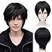 Men's Beautiful Male Black Short Straight Hair Wig Cosplay Party + Wig Cap