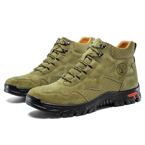 Image of FLYLAND Men's Chukka Boots Casual Leather Shoes Ankle Shoes Non Slip Breathable Comfortable Mid Top for Outdoor Driving Walking