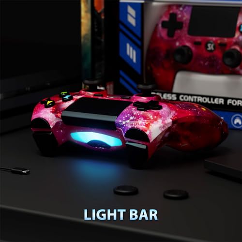 Image of Kujian Wireless Controller for PS4, 2 Pack Controller Compatible with Playstation 4 /Pro /Slim /PC Remote Control, Double Vibration, Touch Pad, Six-axis Motion Sensor, Stereo Headphone Jack(Blue & Red)