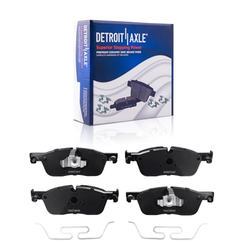 Image of Detroit Axle - 8pc Brake Kit Replacement for 2017-2020 Jaguar F-Pace | 2018-2020 Land Rover Range Rover Velar, Drilled Slotted Disc Brake Rotors Ceramic Brake Pads with Hardware 2019