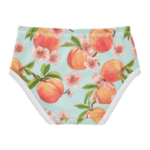 Wusikd Peach Fruit Blossoms Girls' Underwear Cotton Girls Briefs Soft Toddler Underwear 2T2