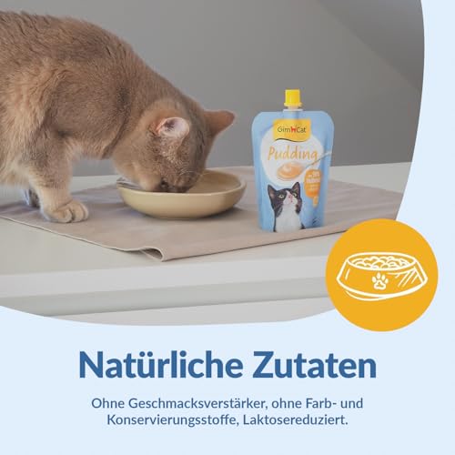 GimCat Pudding mit Calcium - Katzensnack aus echter laktosereduzierter Vollmilch für gesunde Knochen - 1 Beutel (1 x 150 g)
