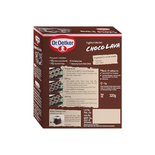 Image of Dr. Oetker Choco Lava Cake Mix, 320g | Eggless Chocolate Cake Mix with Molten Lava Centre | Instant Dessert | Easy Bake-at-Home | Vegetarian (Pack of 3)