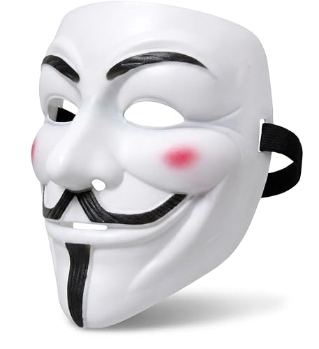 itsSpooky V for Vendetta Guy Fawkes Mask Adult Size Anonymous Hacker Mask for Halloween Costume Cosplay Events Theme Parties & Props