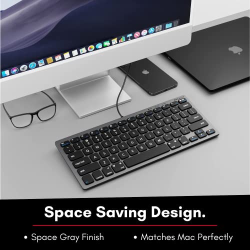 Macally Small Usb Wired Keyboard For Mac And Windows - 78 Scissor Keys, 13 Shortcut Compatible Apple Keyboard - Mini Compact Usb Computer Keyboard That Saves Space And Looks Great - Space Grey #TOP2