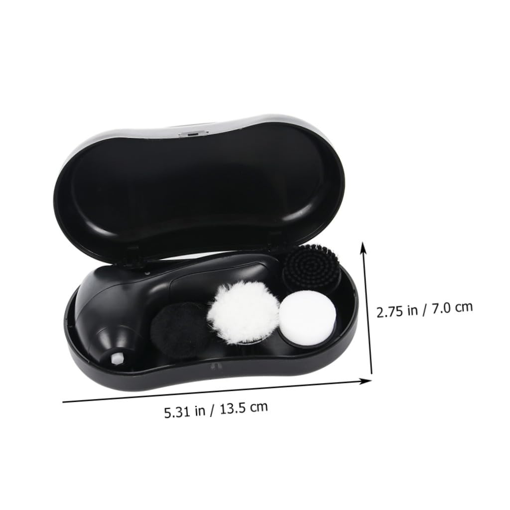 Ipetboom 2ensembles Set De Nettoyage Électrique pour Chaussures Kit De Brosse à Cuir Portable avec Accessoires Remplaçables Outil Pratique pour Entretien Noir