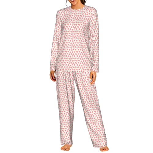 Pyjama femme imprimé pêche rose pour des nuits douces et cocooning à la maison