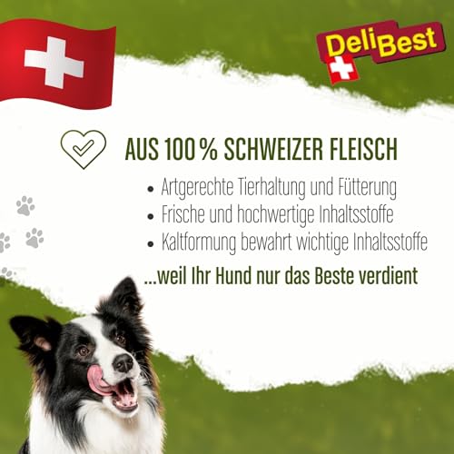 DeliBest Premium Pferdefleisch Sticks I Hundeleckerli mit wertvollen Inhaltsstoffen ist leicht verdaulich I kalt geformt - sehr schmackhafter Hunde Snack aus frischem Fleisch