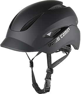BASE CAMP Bike Helmet, Bicycle Helmet with Light for Adult Men Women Commuter Urban Scooter Adjustable M Size (Black)