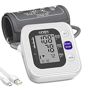 GPZON Tensiomètre Électronique Professionnel Pour Le Haut du Bras, Manchette ajustable 22cm-40cm, Mémoire 2×120, Blanc