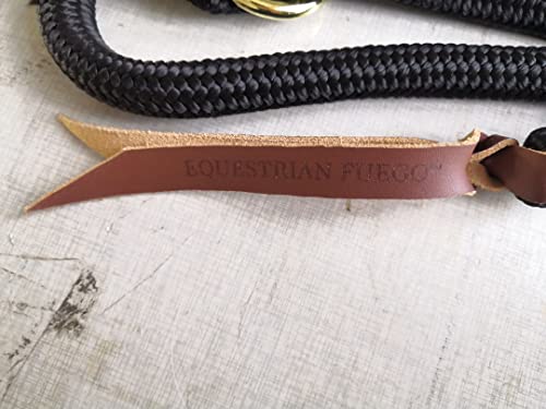 Gray Rope Halter & 10 Ft Lead Set -Yacht Braided Rope With Perfectly Placed Knots & Leather Popper - Easy Clip Brass Hardware - Clinician Approved #TOP6