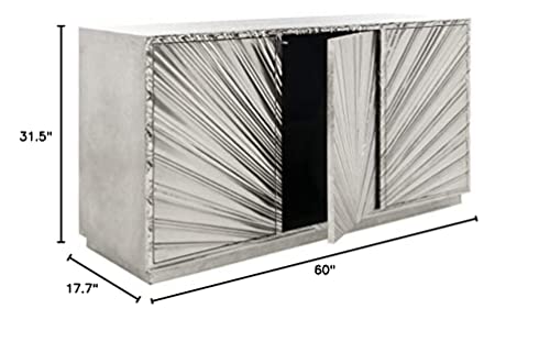 Safavieh Couture Home Sylas Deco Glam Silver Sunburst 3-Door Sideboard #TOP1