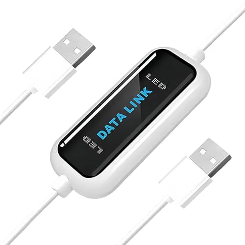 USB Link Kabel PC zu PC Datenübertragung zwischen 2 Computern 480Mbps Schnell Transfer für Windows 11/10/8/7/Vista/XP/2000 1.5m Datenkabel Sync Link Weiß