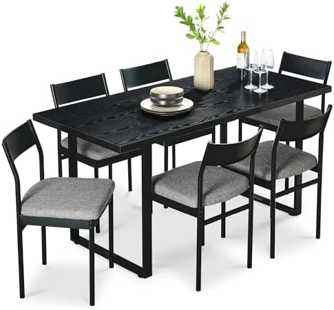 Best Choice Products 7-Piece Modern Dining Room Set, Kitchen Tabl...