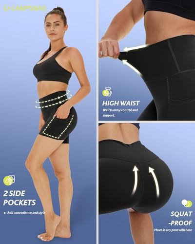 Image of CAMPSNAIL 4 Pack Biker Shorts for Women High Waist - 5 inch /8 inch Tummy Control Soft Athletic Yoga Workout Running Gym Shorts