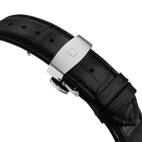Image of Xylys Provenance Swiss Automatic Analog Grey Dial Black Leather Strap Watch for Men - 40059SL02E