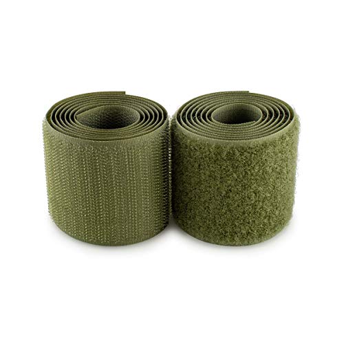 Bande à coudre crochets et boucles robuste coloris olive drab de 2 cm de large