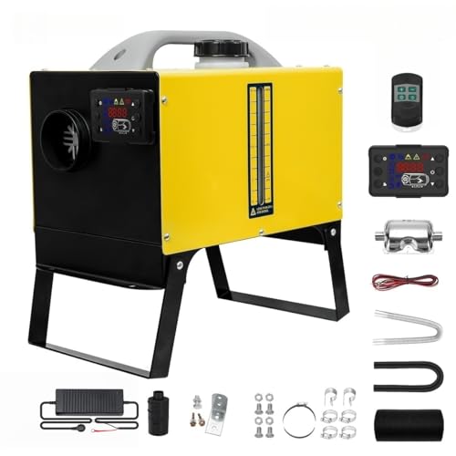 Sunster 8KW Portable Diesel Air Heater, 12V/24 ALL IN ONE Diesel Heater with AC 110-240V Power Adapter, LCD Switch & Remote Control, with Bottom Bracket， for Campervan Car Trucks Bus